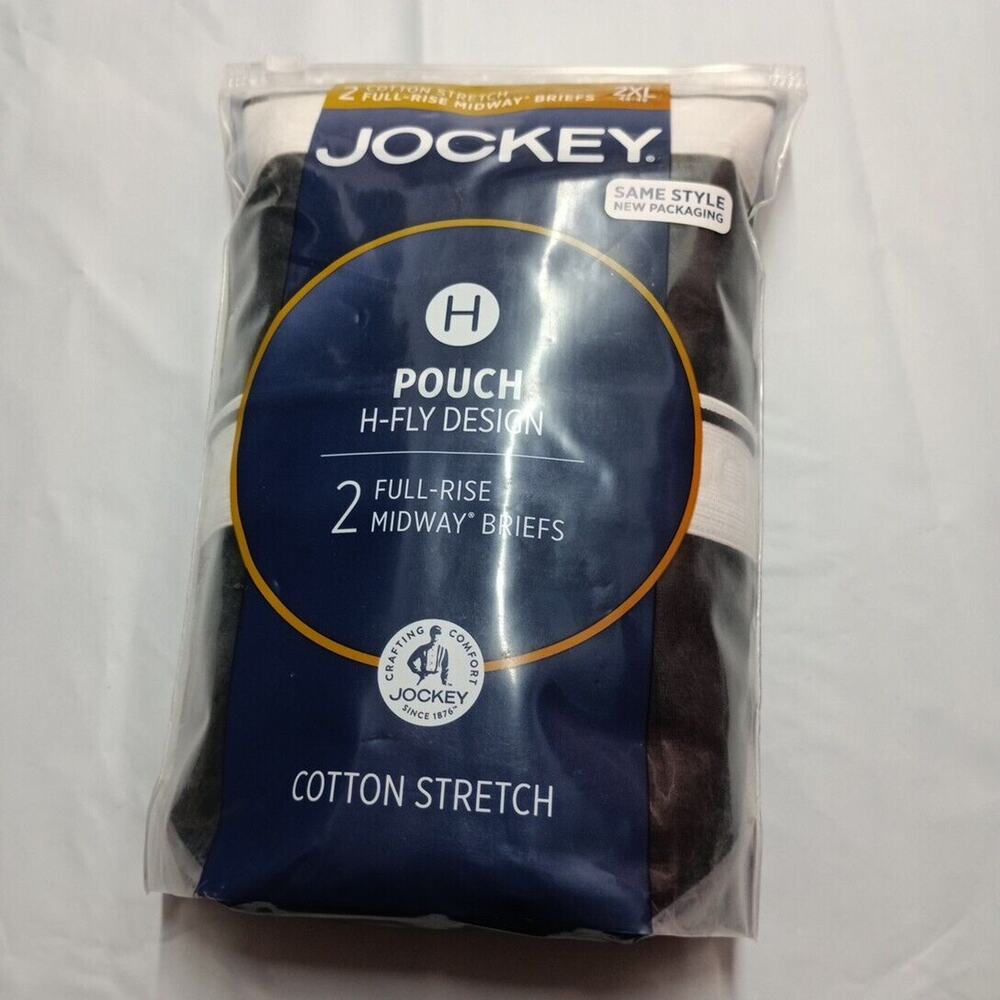 Jockey Men's Pouch 2 Midway Briefs H Fly Design Classic Black Size 2XL (44-46)